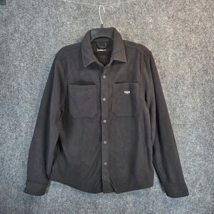 Hurley Polar Fleece Overshirt Men's Medium Black Button Up Long Sleeve - New